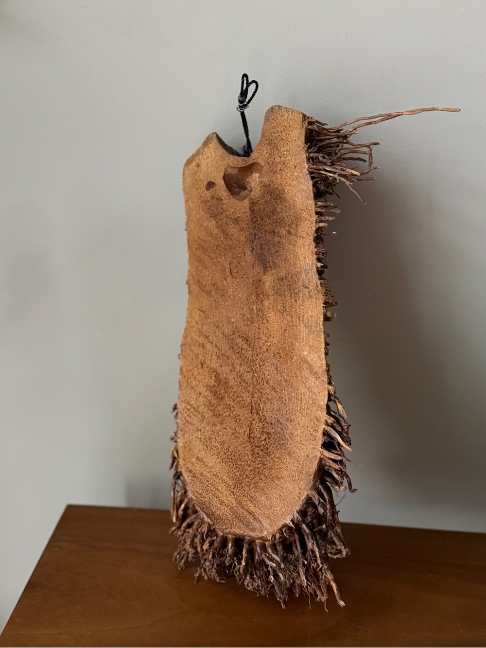 Hand-Carved Brown Wood Face Sculpture Rustic Home Art Tree Spirit Bearded Man - Picture 3 of 7